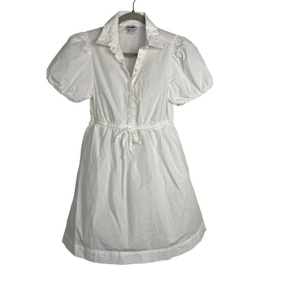 J.Crew Factory Petite collared short-sleeve tie-waist mini dress White 0P - Picture 4 of 15